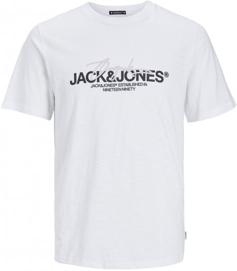 Jack & Jones JORARUBA BRANDING TEE SS CREW NECK Bright White - Тениски - мъжки тениски големи размери
