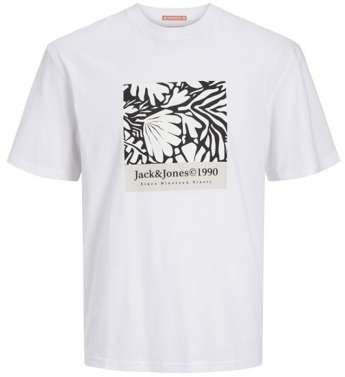  Jack & Jones JORMARBELLA AOP BRANDING T-Shirt Bright White - Тениски - мъжки тениски големи размери