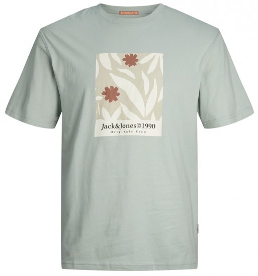 Jack & Jones JORMARBELLA AOP BRANDING T-Shirt Gray Mist - Тениски - мъжки тениски големи размери
