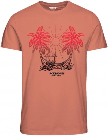 Jack & Jones JORARUBA TEE SS CREW NECK Canyon Sunset - Тениски - мъжки тениски големи размери