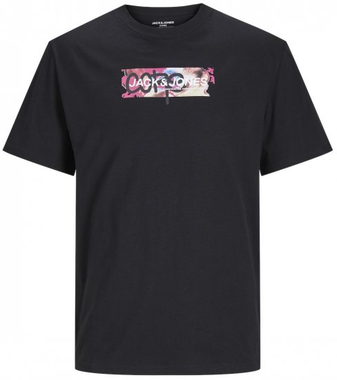 Jack & Jones JCOSUMMER PRINT T-Shirt Black - Тениски - мъжки тениски големи размери