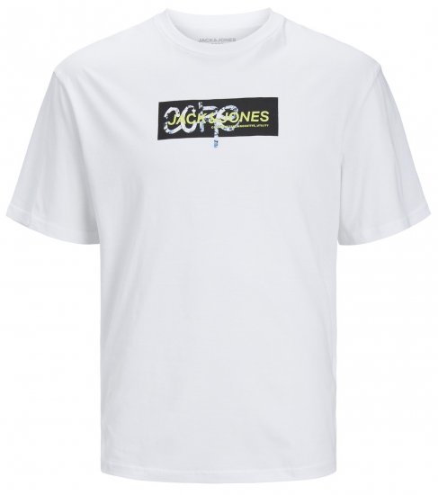 Jack & Jones JCOSUMMER PRINT T-Shirt White - Тениски - мъжки тениски големи размери