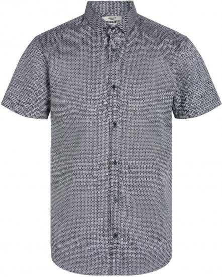 Jack & Jones JPRBLACARDIFF PRINT SHIRT S/S Navy Blazer - Ризи - мъжки ризи големи размери