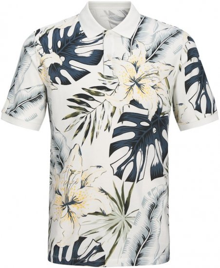 Jack & Jones Hawaii AOP Short Sleeve Polo White - Поло тениски - мъжки тениски с яка големи размери