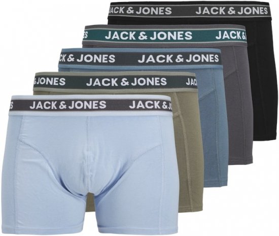 Jack & Jones Evan Solid Trunks 5-Pack Black - Бельо & Бански шорти - Мъжко бельо големи размери
