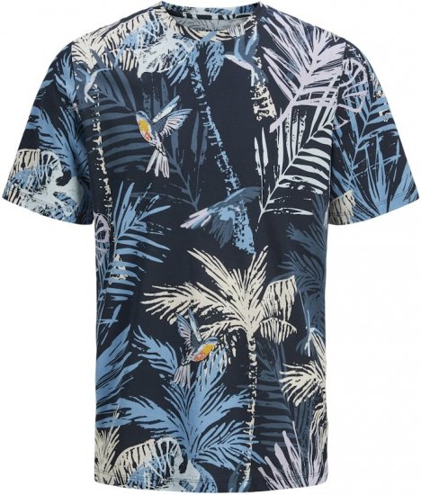Jack & Jones Hawaii AOP Crew Neck T-Shirt Blue - Тениски - мъжки тениски големи размери