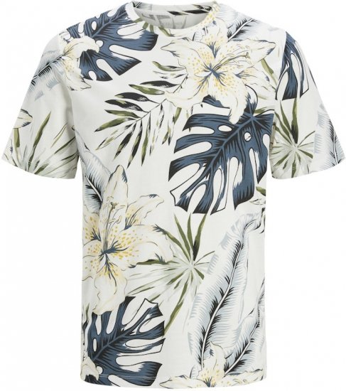 Jack & Jones Hawaii AOP Crew Neck T-Shirt White - Тениски - мъжки тениски големи размери