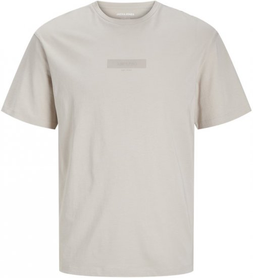 Jack & Jones TAKA T-Shirt Light Grey - Тениски - мъжки тениски големи размери
