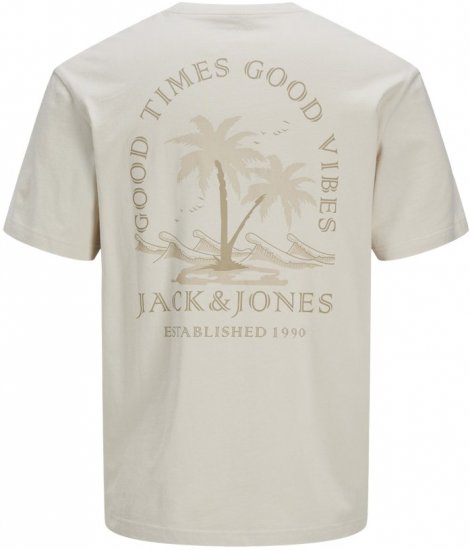  Jack & Jones Summer Vibes Crew Neck T-Shirt Moonbeam - Тениски - мъжки тениски големи размери
