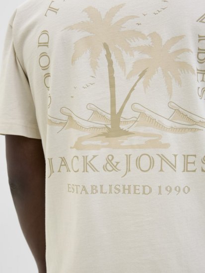  Jack & Jones Summer Vibes Crew Neck T-Shirt Moonbeam - Тениски - мъжки тениски големи размери