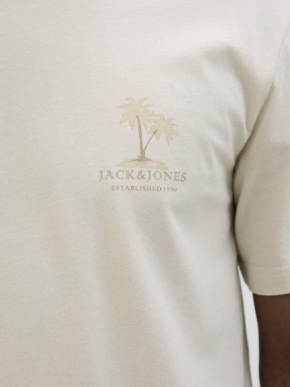  Jack & Jones Summer Vibes Crew Neck T-Shirt Moonbeam - Тениски - мъжки тениски големи размери