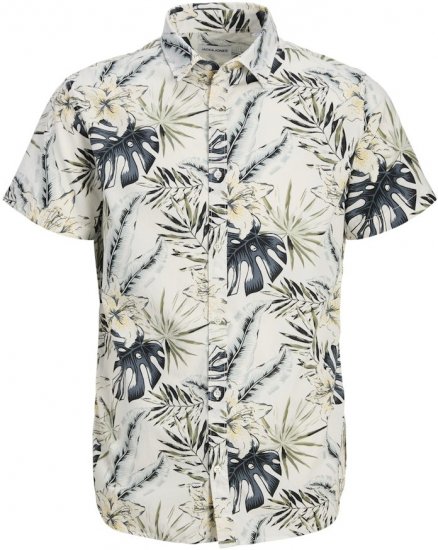 Jack & Jones Hawaii AOP Shirt White - Ризи - мъжки ризи големи размери