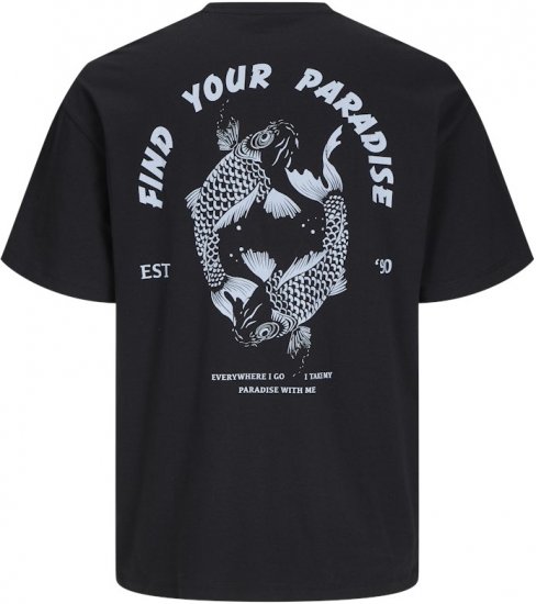 Jack & Jones Charge Crew Neck Printed T-Shirt Black - Тениски - мъжки тениски големи размери