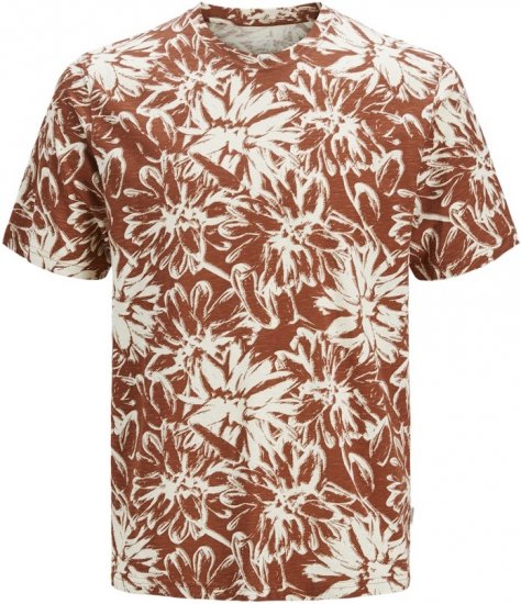 Jack & Jones Split AOP Crew Neck T-Shirt Brown - Тениски - мъжки тениски големи размери