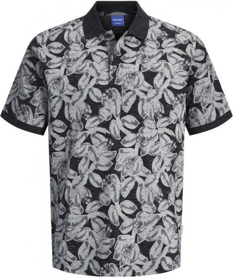 Jack & Jones Split AOP Print Polo Black - Поло тениски - мъжки тениски с яка големи размери