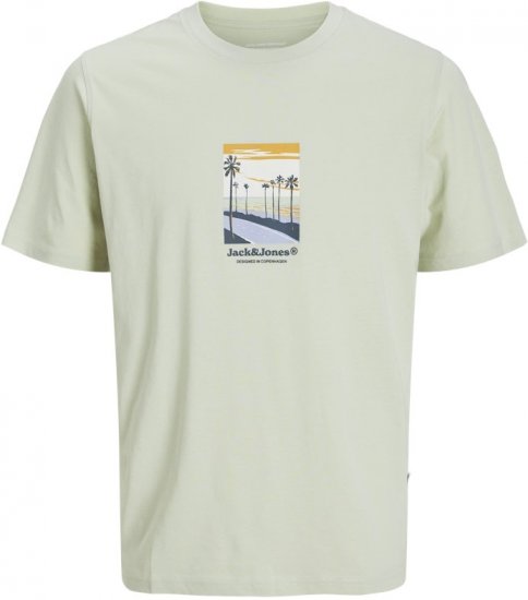 Jack & Jones Split Front Graphic Crew Neck T-Shirt Green - Тениски - мъжки тениски големи размери