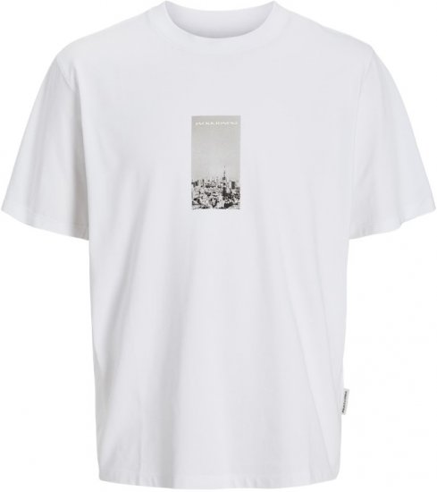 Jack & Jones Pacer Photo Branding Crew Neck T-Shirt Bright White - Тениски - мъжки тениски големи размери