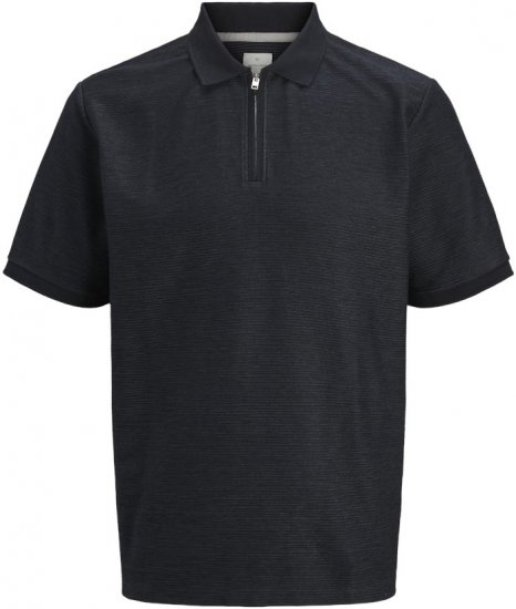 Jack & Jones Ronnie Polo with Zipper Black - Поло тениски - мъжки тениски с яка големи размери