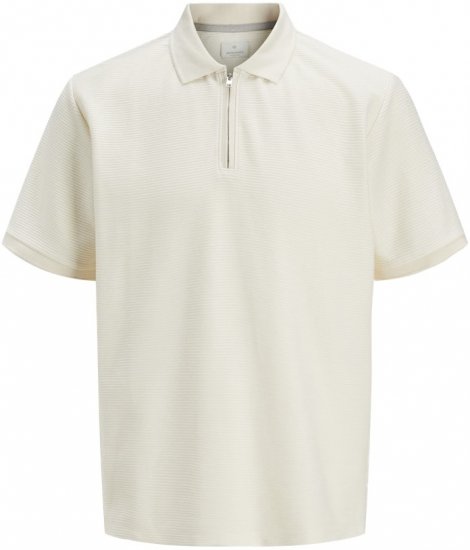 Jack & Jones Ronnie Polo with Zipper Bright White - Поло тениски - мъжки тениски с яка големи размери