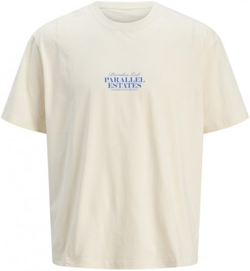 Jack & Jones Parallel Crew Neck T-Shirt Antique White - Тениски - мъжки тениски големи размери