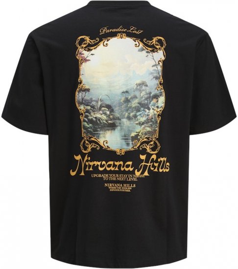 Jack & Jones Parallel Crew Neck T-Shirt Black - Тениски - мъжки тениски големи размери