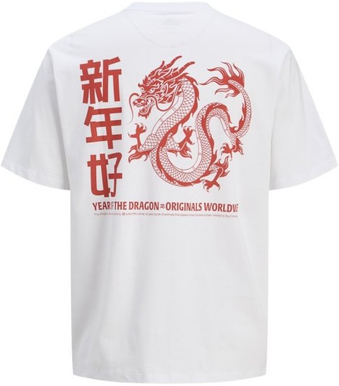 Jack & Jones Snake Dragon Crew Neck T-Shirt Bright White - Тениски - мъжки тениски големи размери