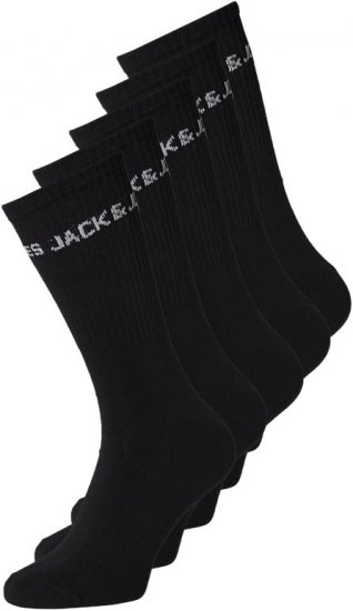 Jack & Jones BASIC LOGO Tennis Socks 5-Pack Black - Бельо & Бански шорти - Мъжко бельо големи размери