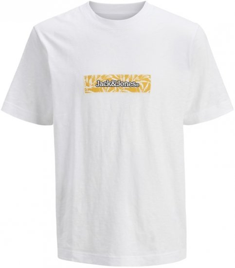 Jack & Jones Split Branding AOP Crew Neck T-Shirt Bright White - Тениски - мъжки тениски големи размери