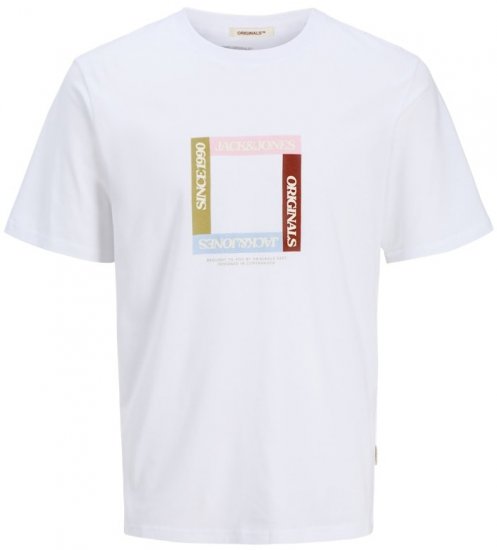 Jack & Jones Vira Branding Crew Neck T-Shirt Bright White - Тениски - мъжки тениски големи размери