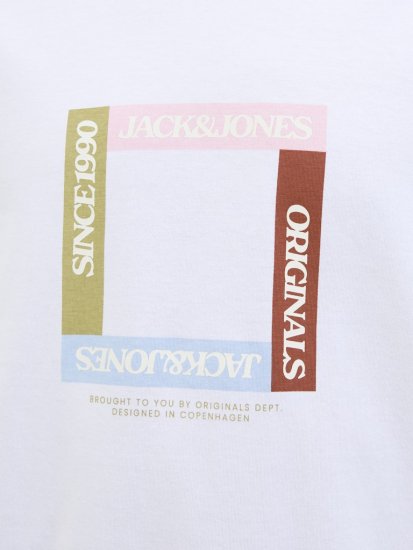 Jack & Jones Vira Branding Crew Neck T-Shirt Bright White - Тениски - мъжки тениски големи размери