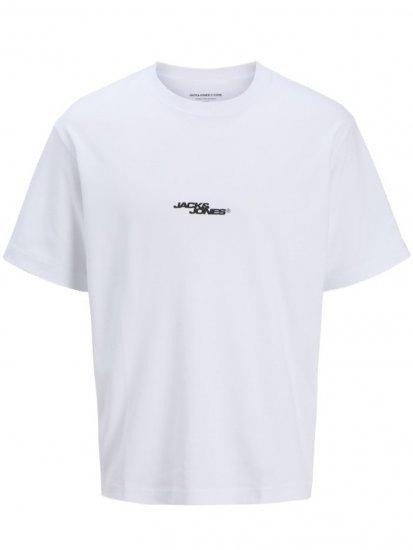 Jack & Jones Summer Sago Print Crew Neck T-Shirt Bright White - Тениски - мъжки тениски големи размери