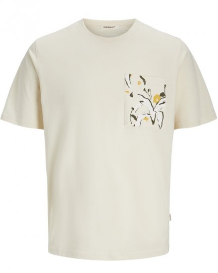  Jack & Jones Tavira Aop Pocket Crew Neck T-Shirt Antique White - Тениски - мъжки тениски големи размери