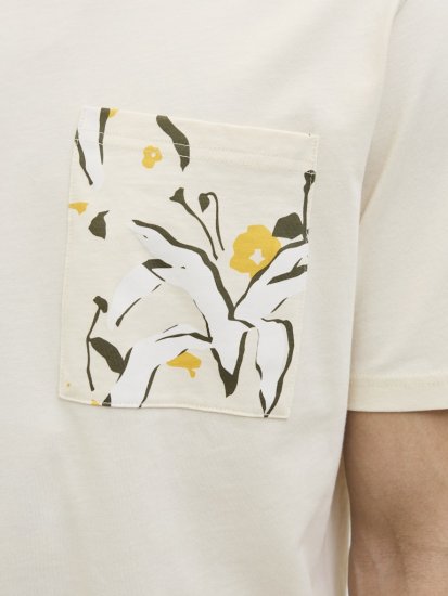  Jack & Jones Tavira Aop Pocket Crew Neck T-Shirt Antique White - Тениски - мъжки тениски големи размери