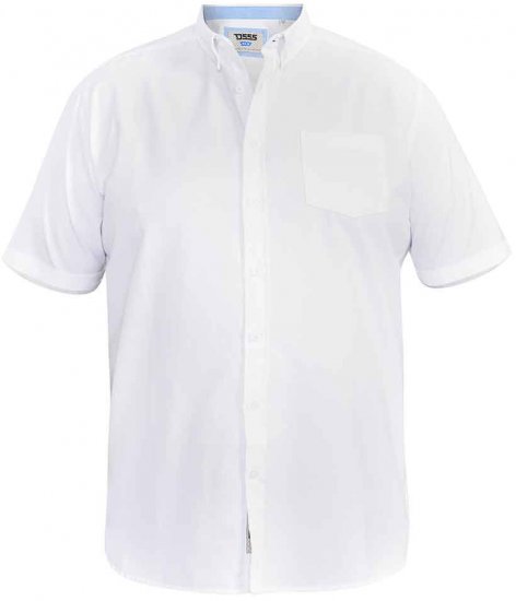 D555 James Short Sleeve Oxford Shirt White - Ризи - мъжки ризи големи размери