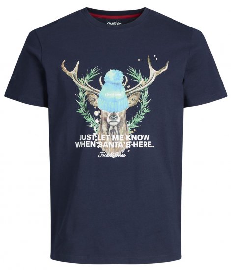 Jack & Jones JORANIMAL T-Shirt Navy - Тениски - мъжки тениски големи размери