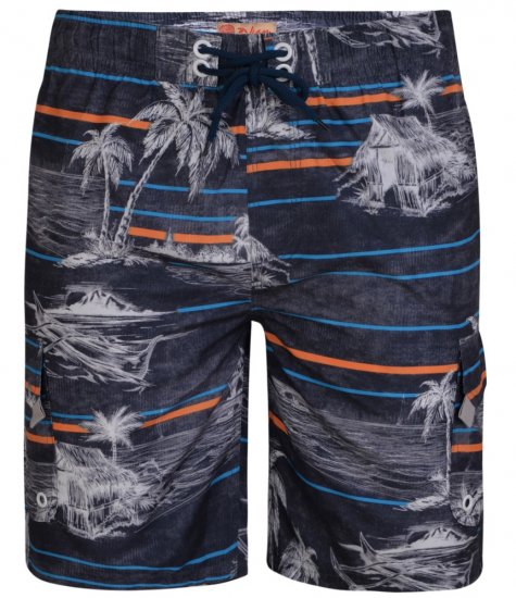 Kam Jeans Palm Print Swim Shorts Charcoal - Бельо & Бански шорти - Мъжко бельо големи размери