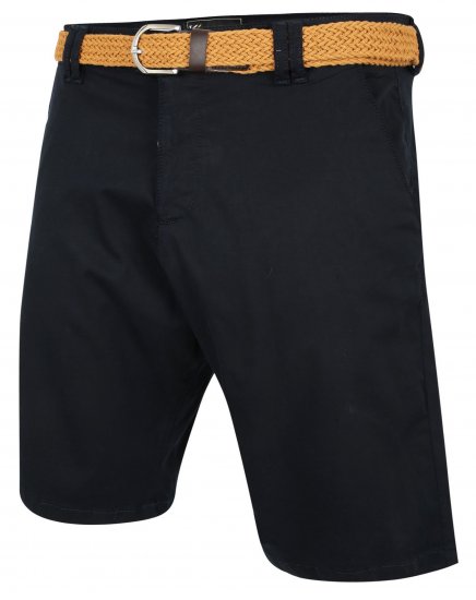 Kam Jeans 3401 Belted Oxford Stretch Chino Shorts Navy - Шорти - мъжки къси панталони големи размери