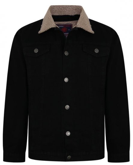 Kam Jeans 406 Sherpa Lined Denim Jacket Black - Якета - мъжки якета големи размери