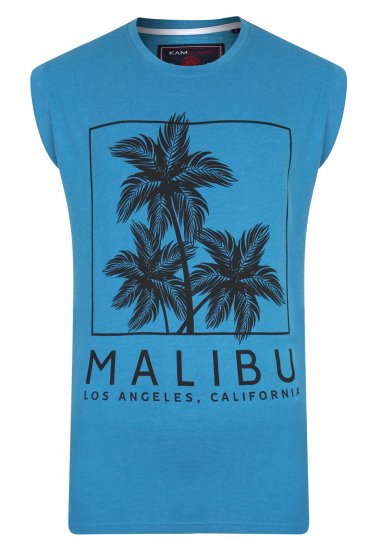Kam Jeans Malibu Sleeveless Turk Blue - Тениски - мъжки тениски големи размери