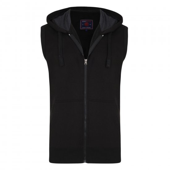 Kam Jeans Sleeveless Zip Thru Hoody Black - Суичъри & cуичъри с качулка - мъжки суичъри големи размери