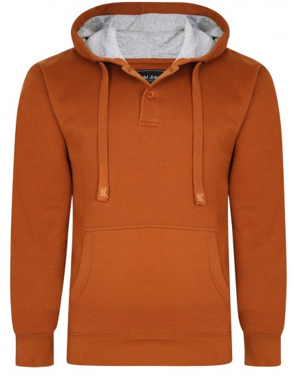 Kam jeans 508B 1/4 Button Thru Over The Head Hoody Mustard - Суичъри & cуичъри с качулка - мъжки суичъри големи размери