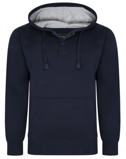 Kam Jeans 508B 1/4 Button Hoodie Navy - Суичъри & cуичъри с качулка - мъжки суичъри големи размери