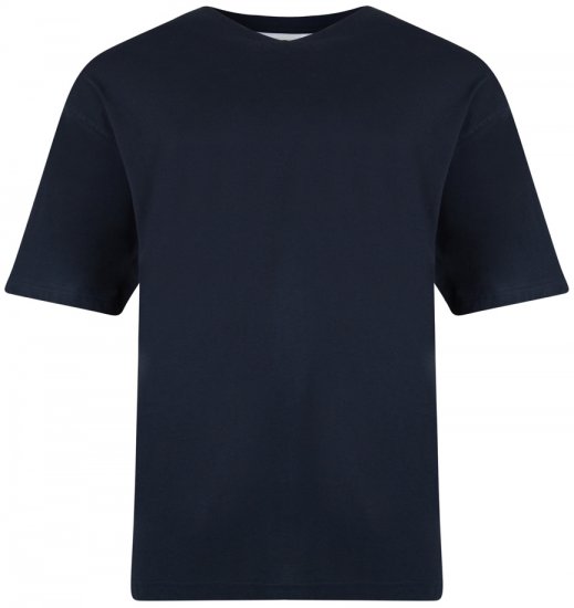 Kam Jeans V-neck T-shirt Navy - Тениски - мъжки тениски големи размери