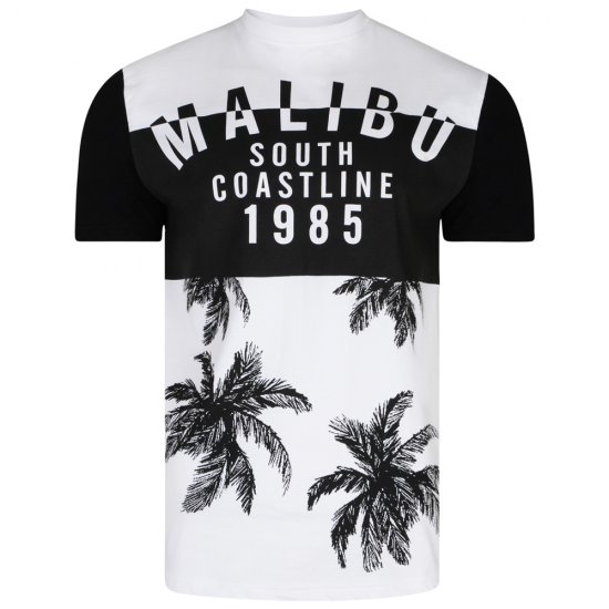 Kam Jeans 5228 Malibu T-shirt Black/White - Тениски - мъжки тениски големи размери