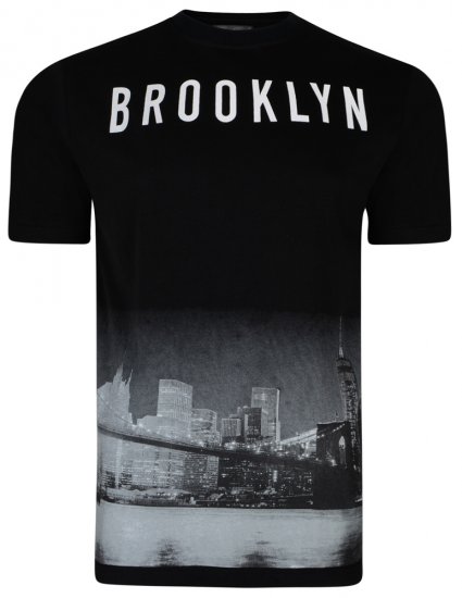 Kam Jeans 5229 Brooklyn T-shirt Black - Тениски - мъжки тениски големи размери
