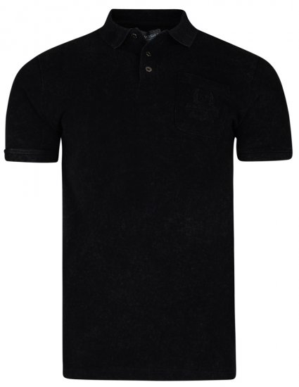 Kam Jeans 5232 Acid Wash Polo Black - Поло тениски - мъжки тениски с яка големи размери