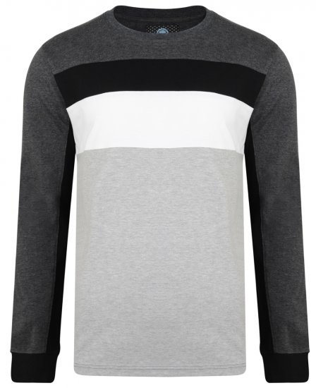 Kam Jeans 5240 Cut and Sew Long Sleeve T-shirt Grey - Тениски - мъжки тениски големи размери