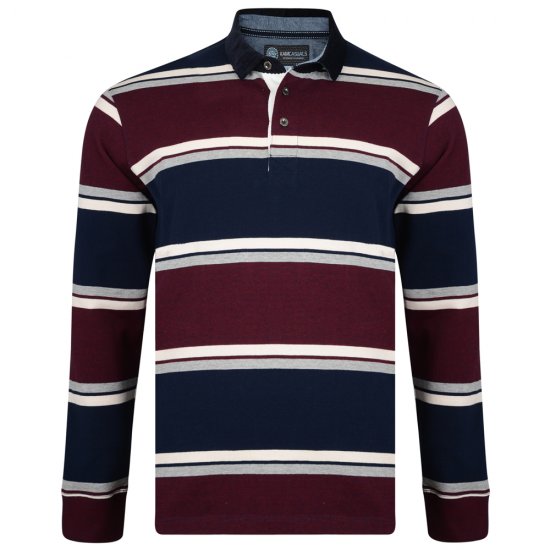 Kam Jeans 5242 Long Sleeve Polo Burgundy - Поло тениски - мъжки тениски с яка големи размери