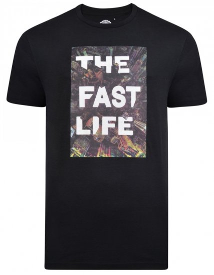 Kam Jeans 5258 Fast Life T-Shirt Black - Тениски - мъжки тениски големи размери