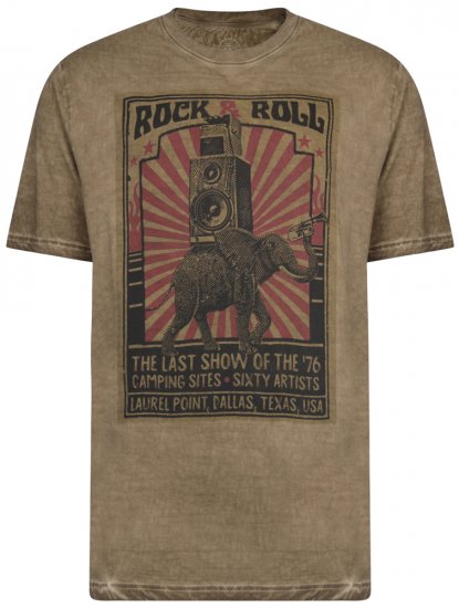 Kam Jeans 5282 Slub Wash T-shirt Olive - Тениски - мъжки тениски големи размери